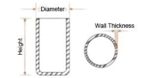 cylinder shape crucible dimensions diagram hm
